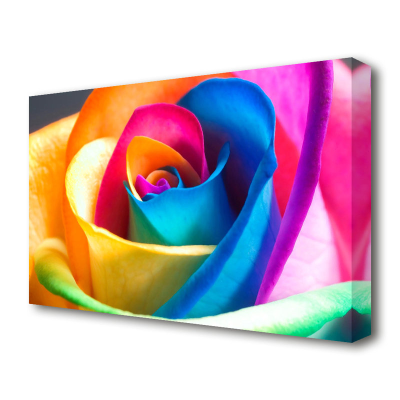 East Urban Home Rainbow Rose Flowers Canvas Print Wall Art Wayfair.co.uk